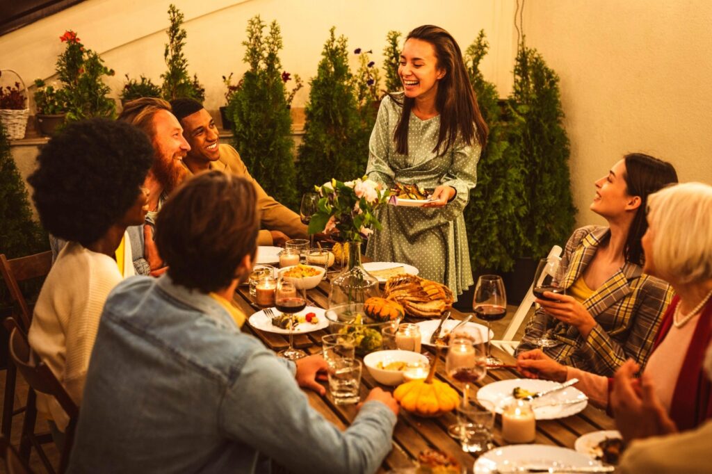 Enjoying a meal with friends